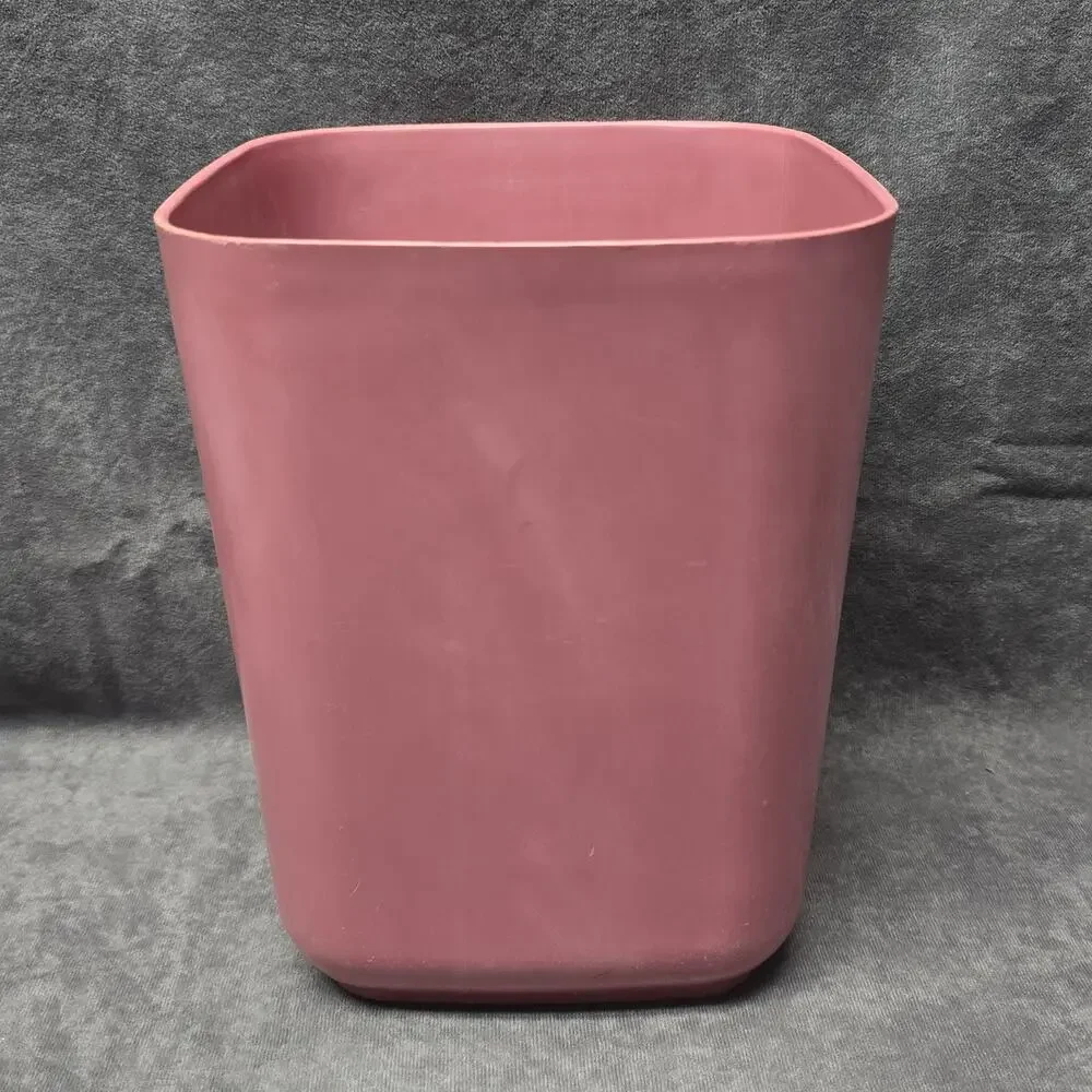 Vintage Aquetta Ware Blush Pink Small Square Plastic Trash Can